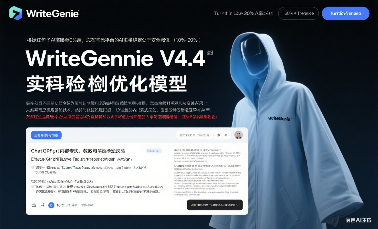 WriteGenie英文降重神器：AI率直降0%！学术论文Turnitin无忧过检