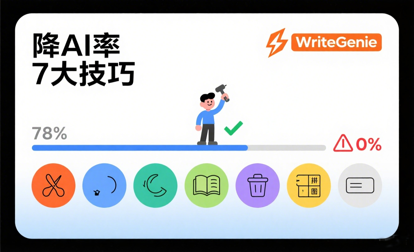 论文AI率78%慌了？7个实操技巧+WriteGenie工具，轻松降至0%！