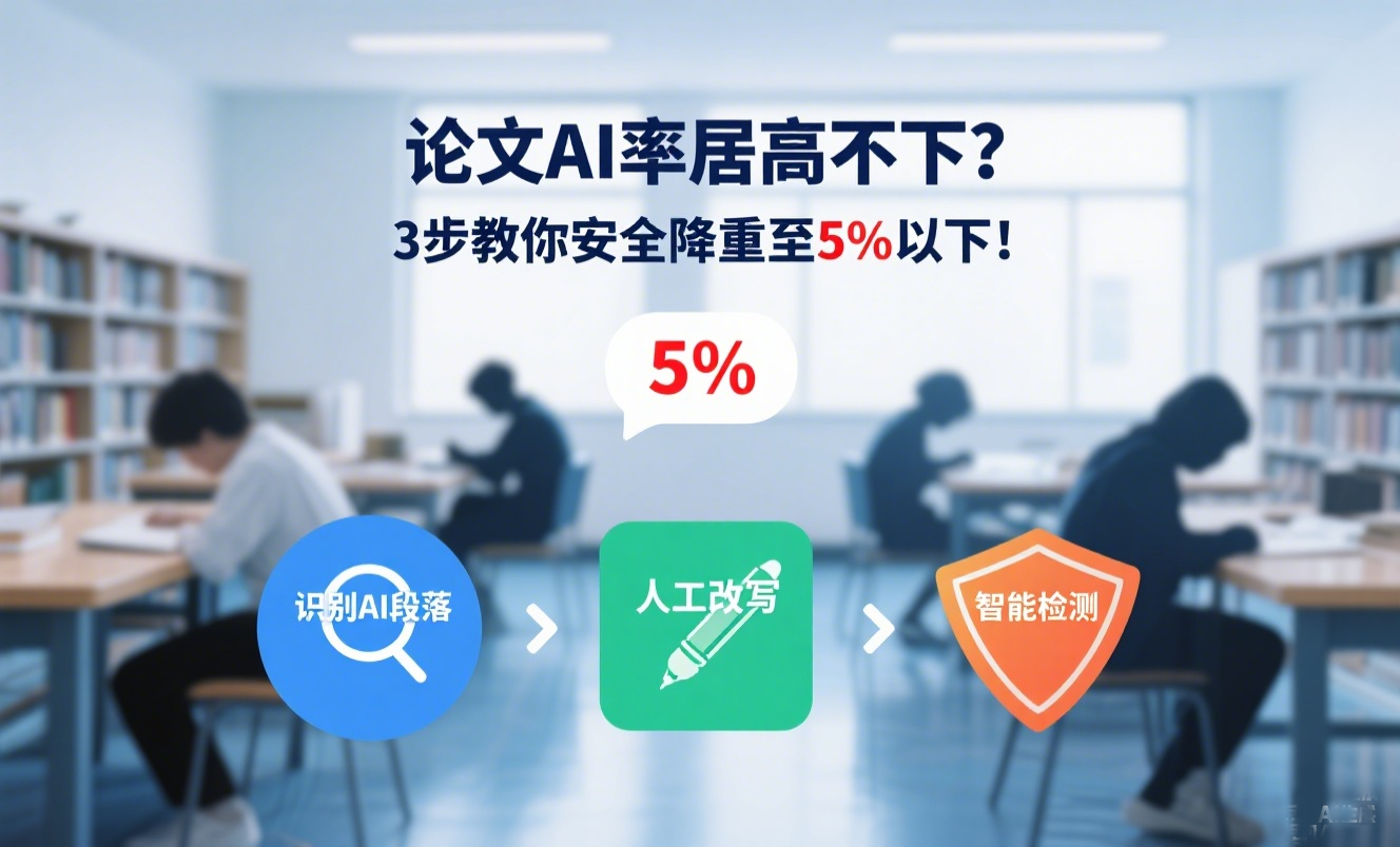 论文AI率居高不下？3步教你安全降重至5%以下！