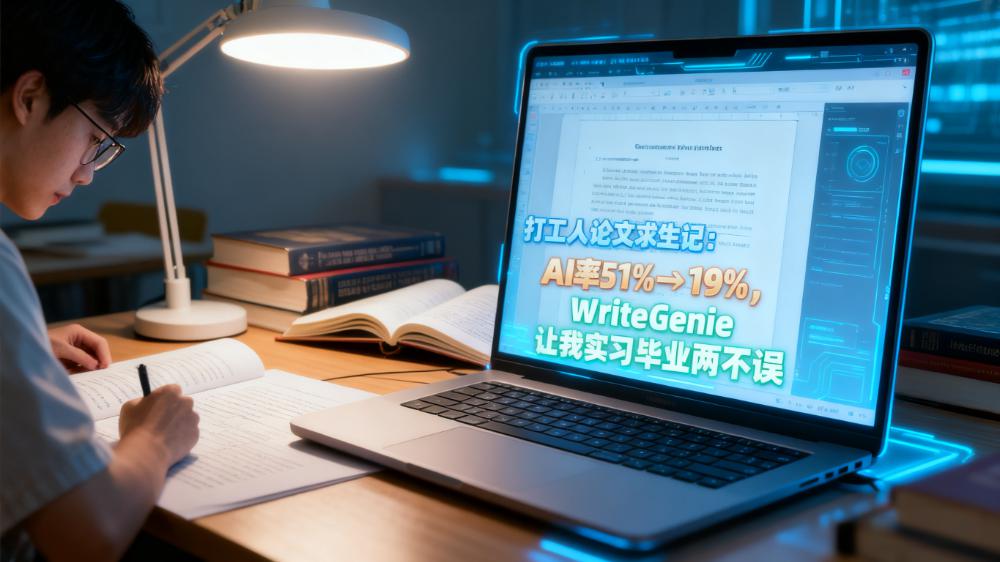 打工人论文求生记：AI率51%→19%，WriteGenie让我实习毕业两不误