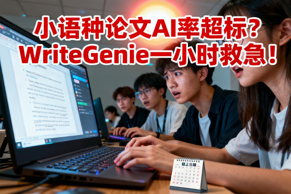 小语种论文AI率超标？WriteGenie一小时救急！西班牙留学生亲测：40%→8%